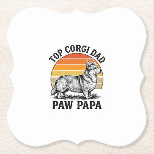 Dessous-de-verre En Papier Chemise Corgi Papa Vintage Sunset Chien Papa Cadea
