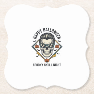 Dessous-de-verre En Papier Chemise crâne Halloween Gravure vintage Graphique_