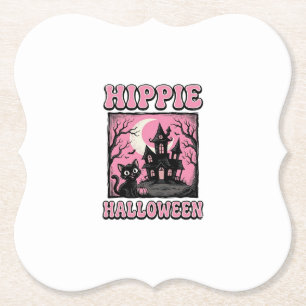 Dessous-de-verre En Papier Chemise de chat de maison hantée vintage Halloween