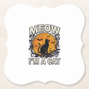 Dessous-de-verre En Papier Chemise de chat Halloween Miaou Je suis un chat Vi
