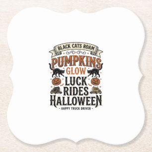 Dessous-de-verre En Papier Chemise de chauffeur de camion Halloween avec chat