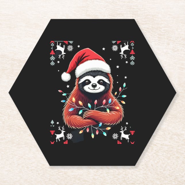 Dessous-de-verre En Papier Chemise de Noël pour le cadeau d'amoureux de Sloth (Devant)