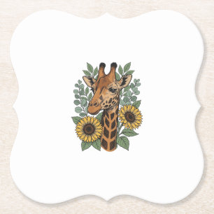 Dessous-de-verre En Papier Chemise florale tournesol girafe gravée vintage_1