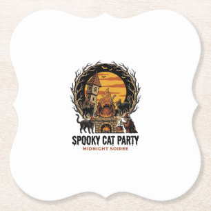 Dessous-de-verre En Papier Chemise Halloween Gravure Vintage Fête de Chat Eff