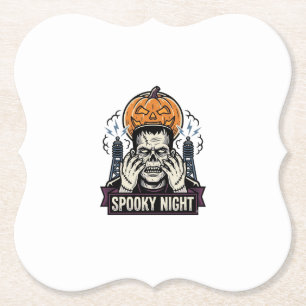 Dessous-de-verre En Papier Chemise Halloween Monstre avec Gravure Lune Citrou