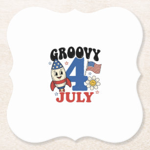 Dessous-de-verre En Papier Chemise patriotique de fusée Groovy 4 juillet Desi
