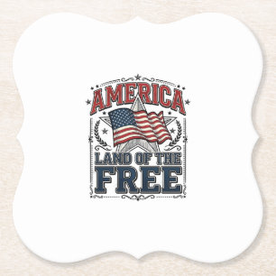 Dessous-de-verre En Papier Chemise Patriotique Vintage America Terre De Libre
