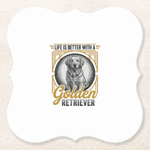 Dessous-de-verre En Papier Chemise pour amateur de chien Retriever doré gravu