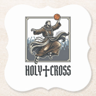 Dessous-de-verre En Papier Chemise religieuse vintage de basket-ball Holy Cro