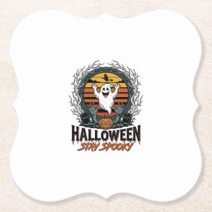 Dessous-de-verre En Papier Chemise Rétro Halloween avec Lune Fantôme Gravée D
