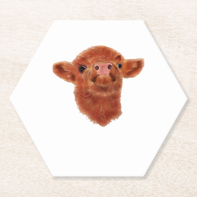 Dessous-de-verre En Papier Chemise T surdimensionnée de la vache Highland (Devant)