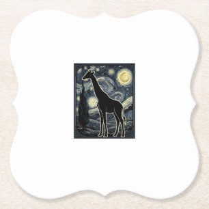 Dessous-de-verre En Papier Chemise vintage gravure girafe nuit étoilée_1