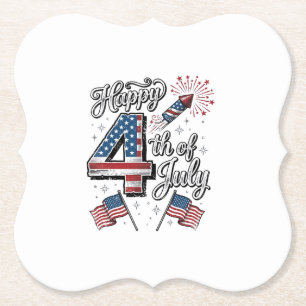 Dessous-de-verre En Papier Chemise Vintage Happy 4 juillet Fête Patriotique F