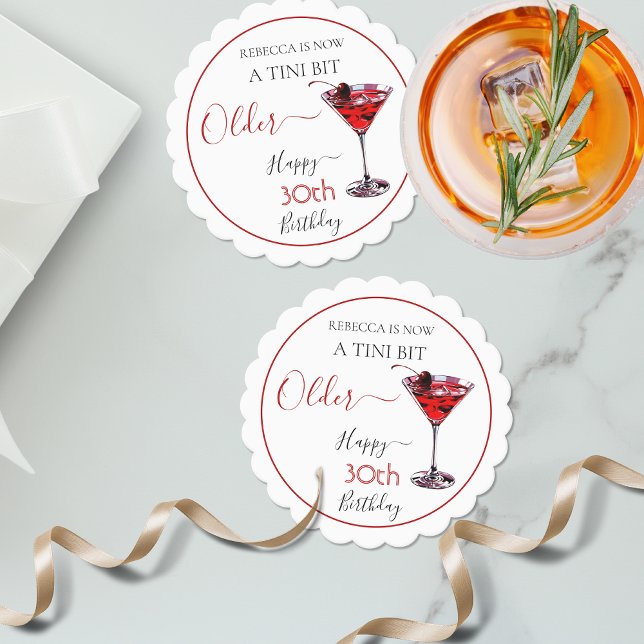 Dessous-de-verre En Papier Cherry cocktail A tini bit Older Birthday (Créateur téléchargé)