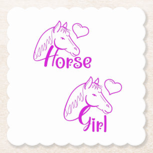 Dessous-de-verre En Papier Cheval fille en violet avec tête de cheval Police