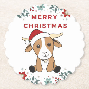 Dessous-de-verre En Papier Chèvre Noël Chèvres Animaux d'hiver Dessous de ver