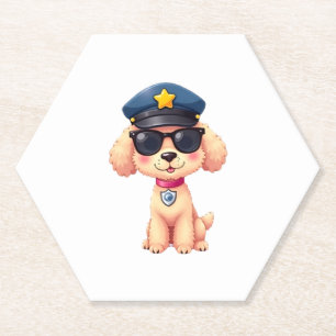 Dessous-de-verre En Papier Chibi Anime Police Poodle Chien