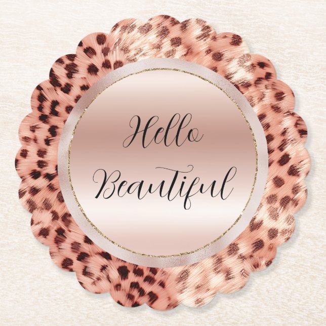 Dessous-de-verre En Papier Chic Joli Rose Gold Leopard (Devant)