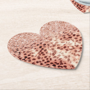 Dessous-de-verre En Papier Chic Joli Rose Gold Leopard Parties scintillant Am