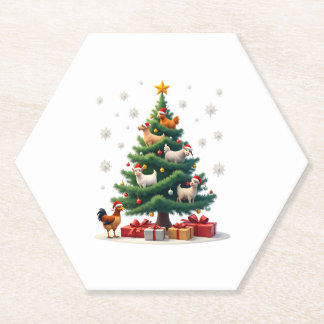 Dessous-de-verre En Papier Chicken Cow Goat Horse Farm Animal Farmer Christma