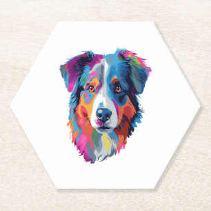 Dessous-de-verre En Papier Chien berger australien coloré