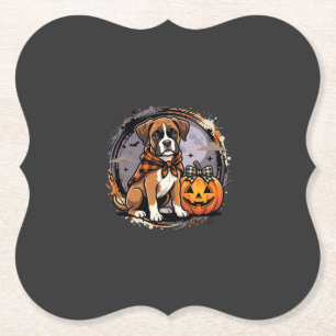 Dessous-de-verre En Papier Chien Boxer Halloween Citrouille Sublimation