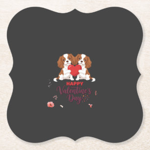 Dessous-de-verre En Papier Chien Cavalier King Fleuris Joyeuse Saint-Valentin