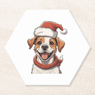 Dessous-de-verre En Papier Chien chiot mignon portant le T-Shi classique Casq