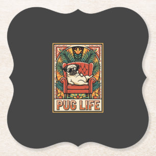 Dessous-de-verre En Papier Chien d'art populaire rétro Pug Life
