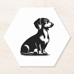 Dessous-de-verre En Papier Chien de chasse classique Chien Dachshund Vintage 