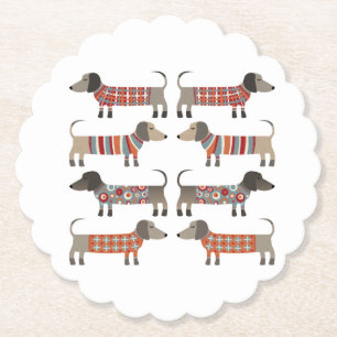 Dessous-de-verre En Papier Chien de saucisse Dachshund