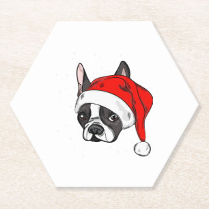 Dessous-de-verre En Papier Chien de taureaux français dans le casquette de No