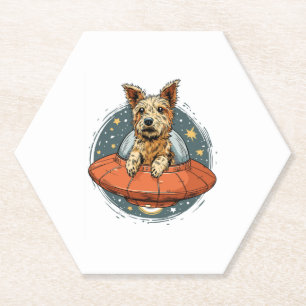 Dessous-de-verre En Papier Chien d'enlèvement � OVNI poussoir