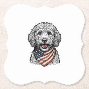 Dessous-de-verre En Papier Chien gribouillé patriotique Gravure vintage vecte