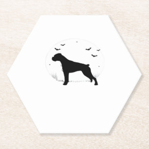 Dessous-de-verre En Papier Chien � Halloween Lune Silhouette Classique T-Sh
