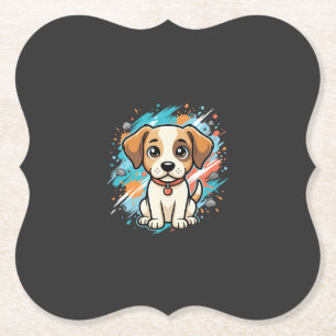 Dessous-de-verre En Papier Chien mignon éclaboussure de peinture Art vectorie
