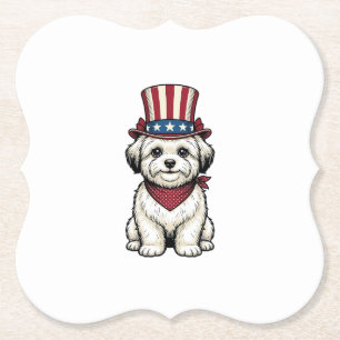 Dessous-de-verre En Papier Chien Patriotique Gravure Vintage Vector Design_1