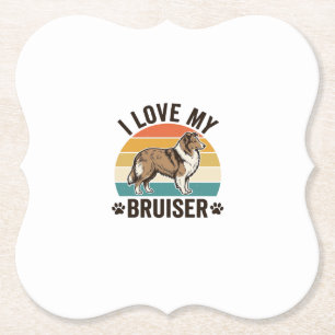 Dessous-de-verre En Papier Chien Sheltie Vintage J'aime Mon Bruiser Design Ré