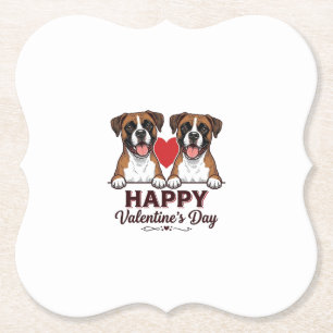 Dessous-de-verre En Papier Chiens Boxer Joyeuse Saint-Valentin Vintage