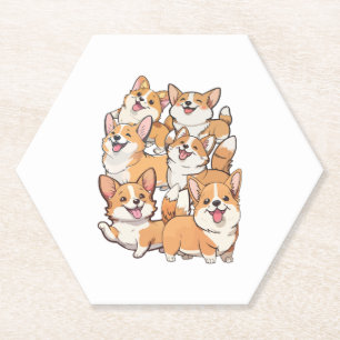 Dessous-de-verre En Papier Chiens de Corgi heureux