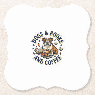 Dessous-de-verre En Papier Chiens Livres Café Bulldog Pile Tasse_1
