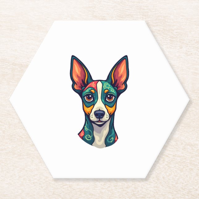 Dessous-de-verre En Papier Chihuahua Abstraite peinture couleur mignonne chie (Devant)