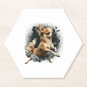 Dessous-de-verre En Papier Chihuahua Ballerina Danse de ballet