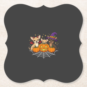 Dessous-de-verre En Papier Chihuahua Halloween Citrouille Sorcière Chien Desi