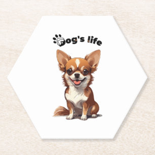 Dessous-de-verre En Papier Chihuahua heureux � Design mignon pour les amoureu