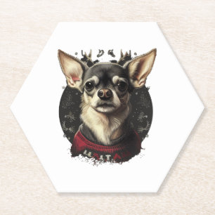 Dessous-de-verre En Papier Chihuahua Joyeux Noël X-Mas Tree Cute