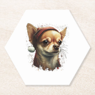 Dessous-de-verre En Papier Chihuahua Joyeux Noël X-Mas Tree Cute