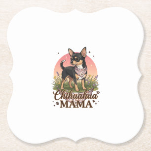 Dessous-de-verre En Papier Chihuahua Mama Chien Bandana Floral Rose_1