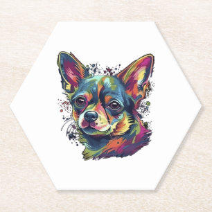 Dessous-de-verre En Papier Chihuahua peinture Abstraite couleur mignonne chie