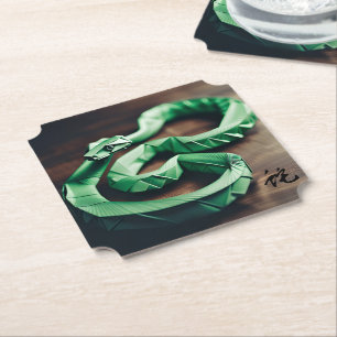 Dessous-de-verre En Papier Chinois Nouvel An Serpent vert Zodiac PC Anniversa